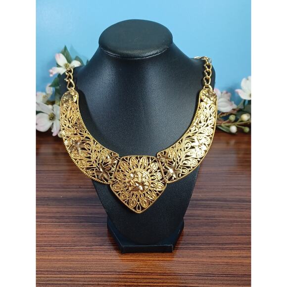 Vintage 90s Jose Maria Barrera for Avon Falling Leaves Necklace Golden Beautiful - Picture 11 of 16